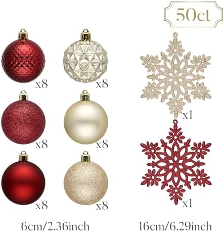 Valery Madelyn 50ct Christmas Tree Decorations Ball Ornaments 2.36 Inches