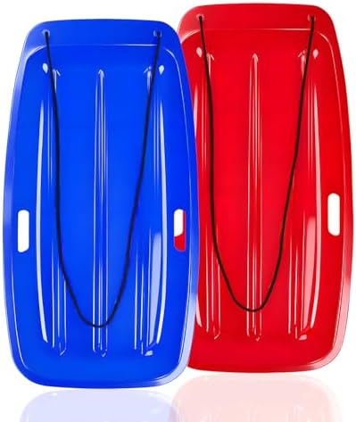 Snow Sled for Kids: 35", Cold-Resistant, Anti-lateral Drift, Included Rope, One Handle per Side, Fast, Stable, Stackable, Easy to Carry, Toboggan Sleds for Snow Days