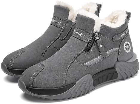 Men's Winter Warm Snow Boots Waterproof Zip‑Up Fur‑Lined Ankle Booties Anti‑Slip Outdoor Footwear for Hiking Commute & Daily Leisure
