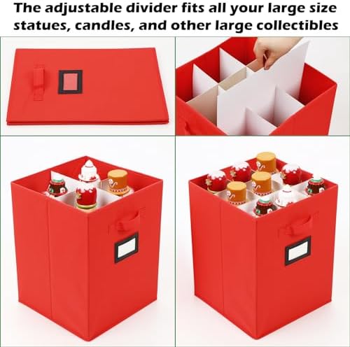 2 Pack 16 Inch Large Christmas Nutcracker Storage Box Hold 18 Nutcrackers Figurine Collectible Storage Box for Holiday Decor Carolers Santa Figure or Nut Cracker Ornaments(Normal,Red)
