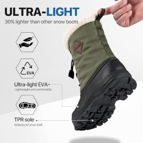 Snow Boots for Men Waterproof Lightweight Winter Men's Snow Boots