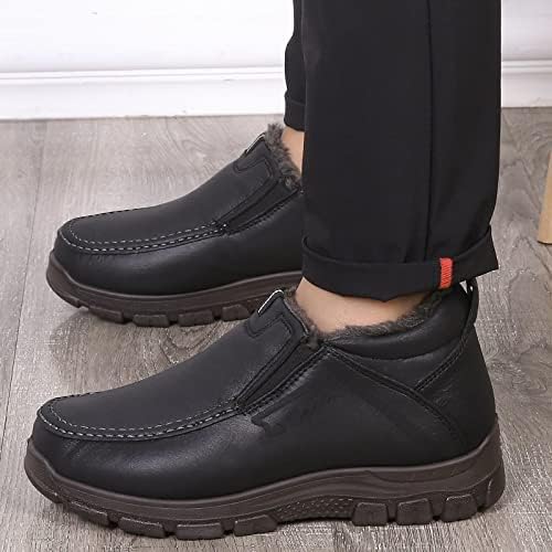 COSIDRAM Mens Shoes Winter Snow Boots Slip On Warm Cotton Padded Loafers