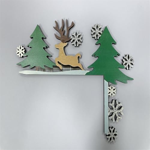 Christmas Door Topper Holiday Home Decor Funny Snowman Santa Claus Top Door Frame Corner Sign Decorations, Windows Walls DIY Craft for Christmas Party Ornament (Reindee)