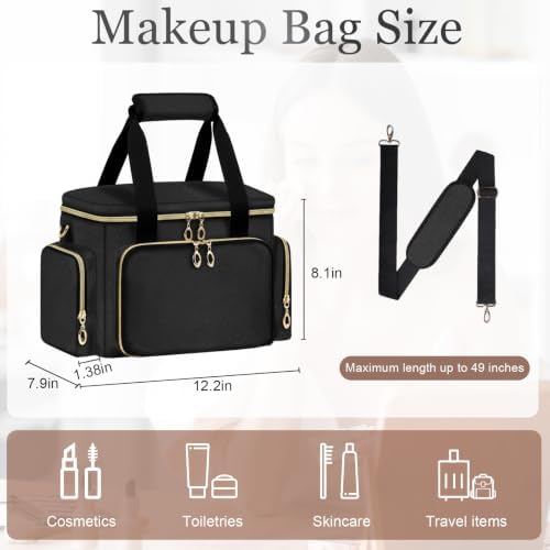 GDNasist Large Makeup Bag, Portable Travel Makeup Bag Organizer