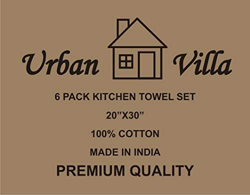 Urban Villa Kitchen Towels 100% Cotton Dish Towels for Kitchen (Set of 12) 20”x30” Dish Cloths Highly Absorbent Kitchen Linen Set with Hanging Loop Perfect for Drying Dishes Cleaning – Multi Color