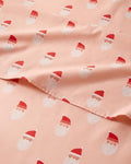Christmas Sheet Set, Blush Santas, Holiday Xmas Bedding Set - Twin XL Size