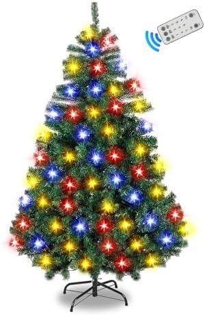 Northroad 5ft Pre-lit Artificial Christmas Tree, Prelit Xmas Tree w/600 Branch Tips & 150 UL Listed Lights with Remote Control,Timer for Xmas Decoration,Green