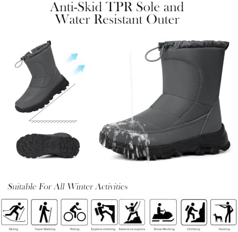 TEMOFON Winter Snow Boots for Women: Comfortable Warm Fur Lined Ankle Boot