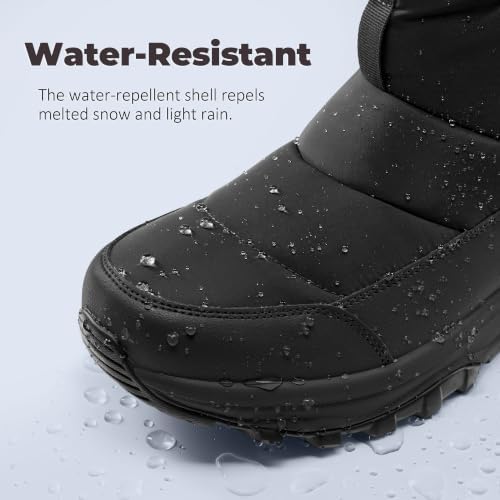 Coostar Mens Winter Snow Boots With Waterproof Adjustable Hook & Loop
