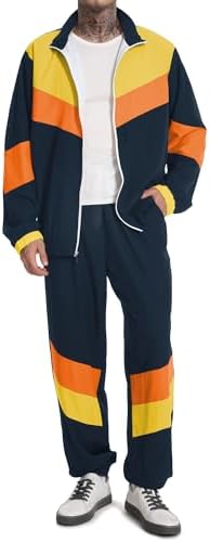 UOUA 80s Outfit for Men 90s Costumes 2 Piece Long Sleeve Track Suit Set