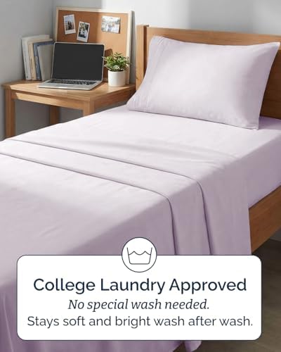 Twin XL Size 3 Piece Sheet Set - Breathable & Cooling - Light Lavender