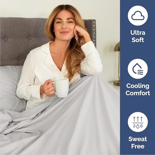 Cal King Size 4 Piece Sheet Set - Breathable & Cooling Sheets - French Grey