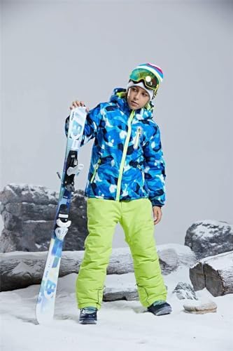 WOWULOVELY Big Boy's 2-Piece Colorblock Snow Pants and Jacket Snowsuit Ski Suit