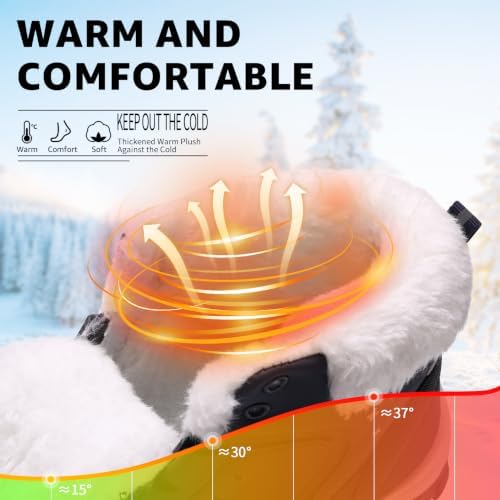 Littleplum Womens Snow Boots - Warm Fur Line Anti Slip Winter Short Boots Comfortable Lace Up Ankle Booties for Outdoor Hiking