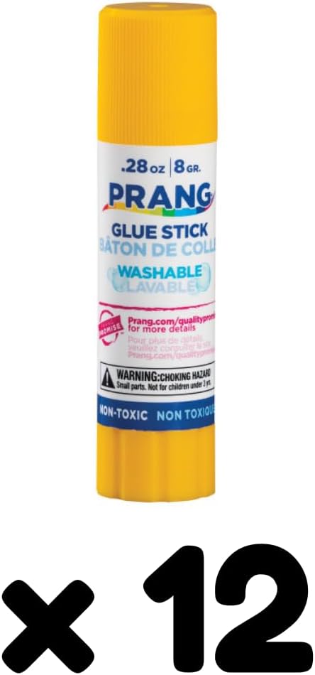 Prang Washable Glue Stick, Clear, 0.28 oz., 12 Count