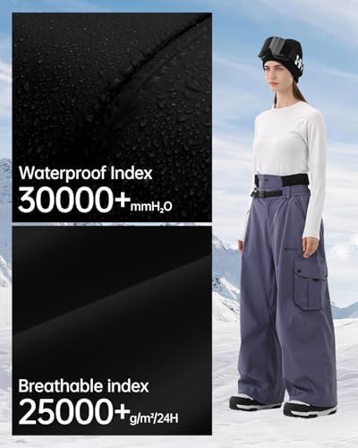 Mens Womens Snowbaord Pants 3L Baggy Snow Ski Pants
