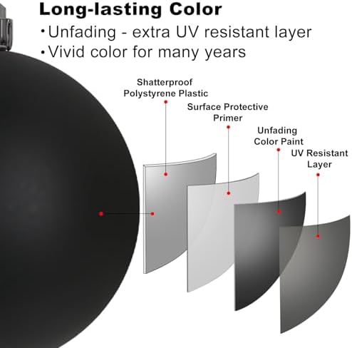 Black Set of XL (4.0") 4PCS Christmas Balls - Christmas Tree Decoration Ornaments Shatterproof Hanging Balls for New Year Easter Valentine Holiday Decorations