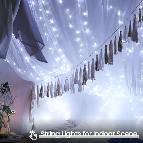 4 Pack 200 LED Battery Operated String Lights, Twinkle Lights Cool White