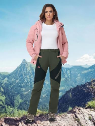 YSENTO Women's Hiking Pants Fleece Lined Winter Waterproof Insulated Snow Ski Work
