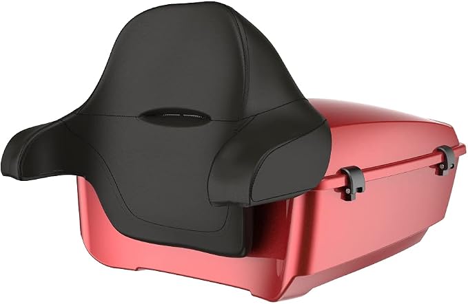 Advanblack Road Glide Tour Trunk Pack Ember Red Sunglo King Tour Trunk Pack Luggage +Wrap-Around Backrest Pad for '97-'25 Harley Touring Road King Street Glide Electra Glide CVO models