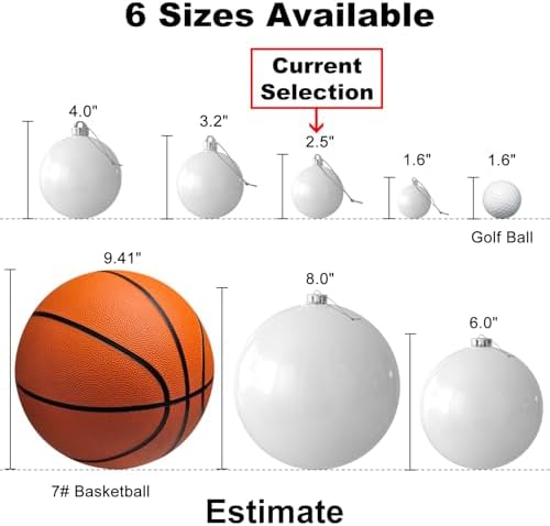 White & Silver 2.5" Christmas Balls Christmas Tree Decoration Ornaments Shatterproof Hanging Balls for Birthday Halloween Holiday Wedding Decorations Set of 18pcs