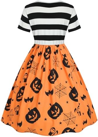 ZEZCLO Women's Plus Size Halloween Dress Pumpkin Halloween Costume Dresses