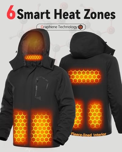 Wulcea Graphene Heated Jacket for Men Fur Lined with Large Capacity Battery Pack