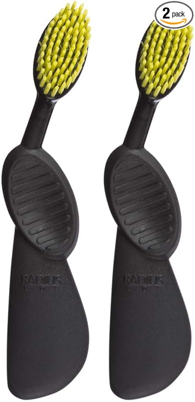 RADIUS Toothbrush Flex Brush Right Hand Black/Yellow 1 Unit | Designed to Improve Gum Health and Reduce The Risk of Gum Disease (Pack of 2)