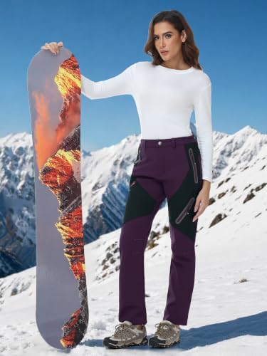 YSENTO Women's Hiking Pants Fleece Lined Winter Waterproof Insulated Snow Ski Work