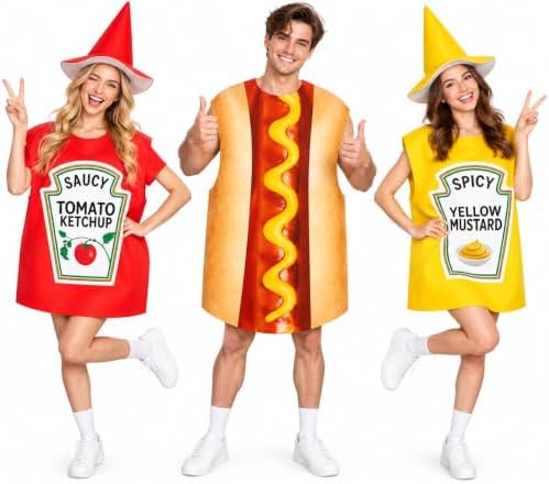 Halloween Group Couple Costume Hot Dog Ketchup Mustard Halloween Costumes