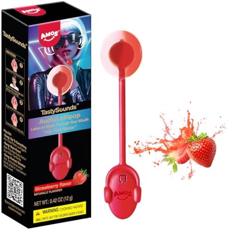 Amos Music Lollipop Candy, Audio Singing Lollipop, Unique Mother's Day Treat, Individually Wrapped Natural Strawberry Flavor (1 Pack)