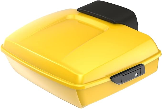 Advanblack Road Glide Tour Trunk Pack Chrome Yellow Chopped Tour Trunk Pack Backrest Pad for '97-'25 Harley Touring Road King Street Glide Electra Glide CVO models