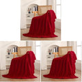 Puncuntex Red Throw Blanket 50"×60" inches Gifts for Mom Fuzzy 3D Jacquard Decorative (Pack of 3)