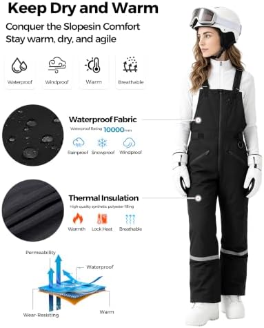 wantdo Womens Snow Bibs Warm Winter Ski Pants Outdoor Snowboarding Overalls