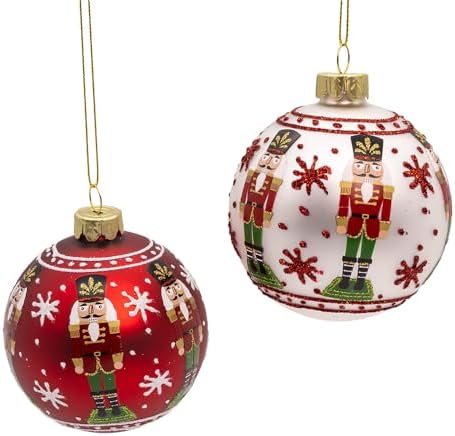 Kurt Adler 3-inch Glass Nutcracker Design Ball Ornaments
