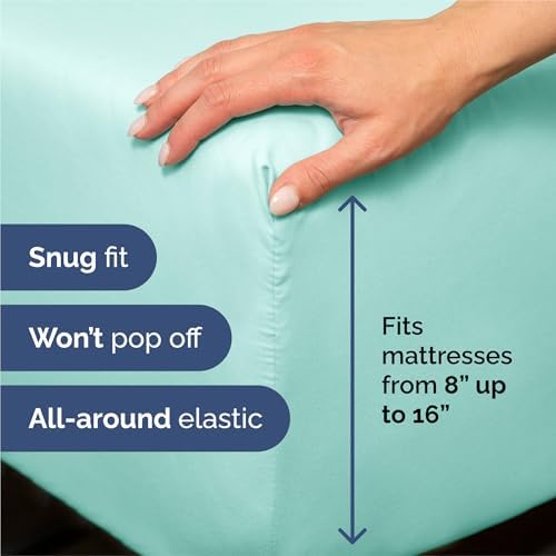 King Size 4 Piece Sheet Set - Comfy Breathable & Cooling Sheets - Spa Blue