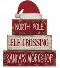 Moucuny 4 Pcs Christmas Elf Table Decorations Wooden Santa Hat Block Signs