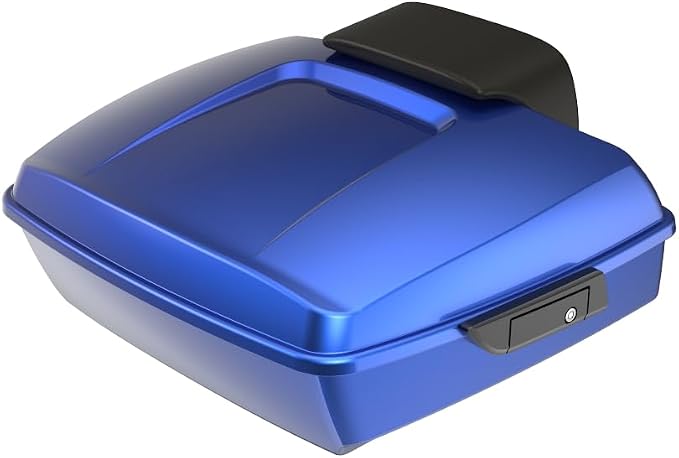 Advanblack 2026 Road Glide Tour Trunk Pack Aurora Blue Denim Chopped Tour Trunk Pack Backrest Pad for '97-'26 Harley Touring Road King Street Glide Electra Glide CVO models