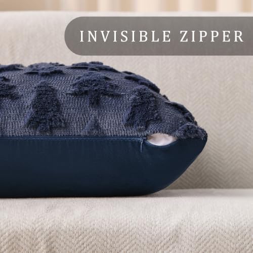 DFXSZ Christmas Tree Pillow Covers 18x18 Set of 2 Christmas Decor Navy Blue