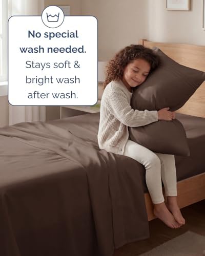 Twin Size 3 Piece Sheet Set - Comfy Breathable & Cooling Sheets - Brown