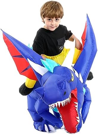 Ozyalo Inflatable Dragon Costume Kids Size, Halloween Blow Up Dinosaur Costume for Boys Girls, Funny Ride On Dinosaur Costume