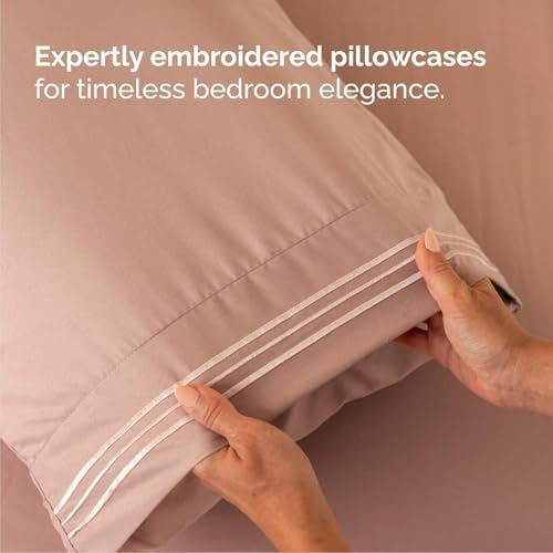 Cal King Size 4 Piece Sheet Set - Comfy Breathable & Cooling Sheets - Mauve