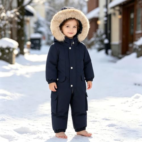 Toddler Girls Snow Suit Kids Boys One Piece Ski Jumpsuit Warm Padded Onesie