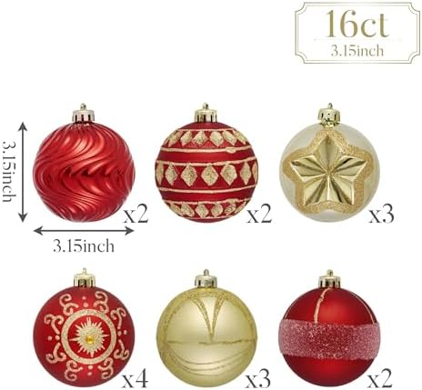 Valery Madelyn 16ct Christmas Tree Decorations Ball Ornaments 3.15 Inches