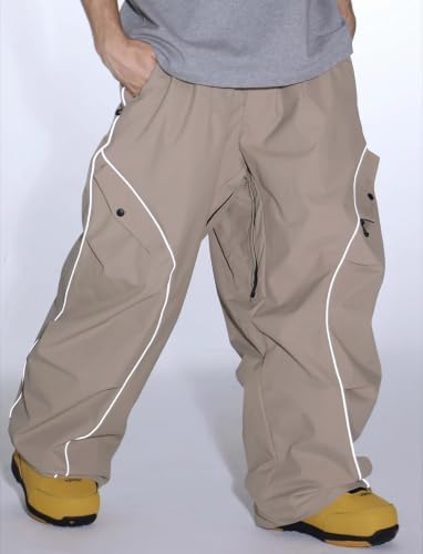 GSOU SNOW Mens Womens Baggy Snowboard Pants Snow Ski Reflective Waterproof
