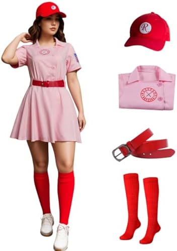 Womens Baseball League Dottie Costume Jersey Dress Uniform Set