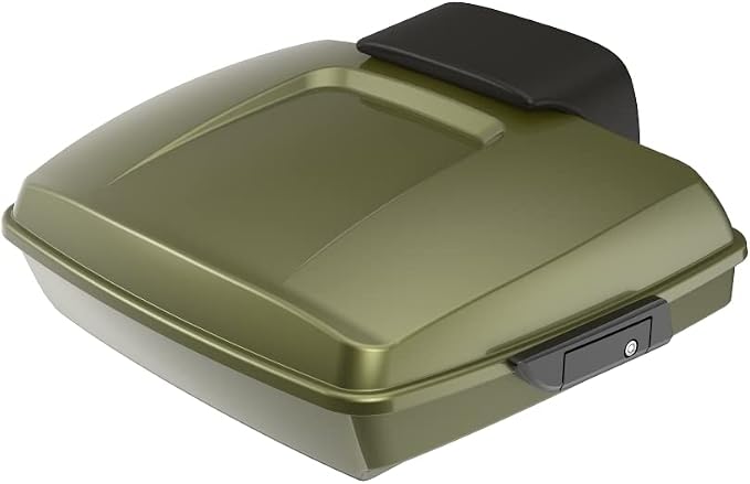 Advanblack Road Glide Tour Trunk Pack Mineral Green Metallic Razor Tour Trunk Pack Backrest Pad for '97-'25 Harley Touring Road King Street Glide Electra Glide CVO models