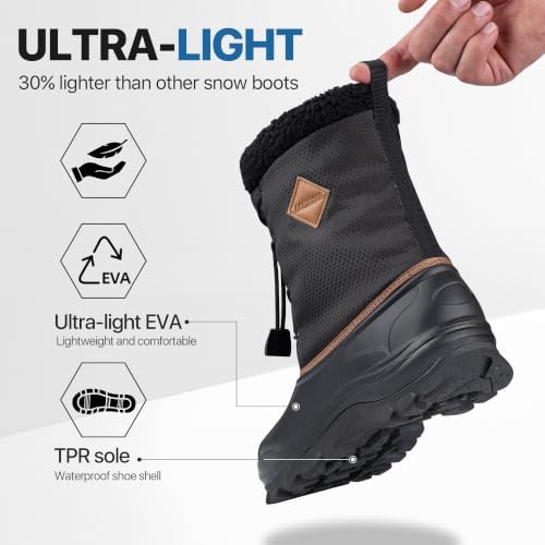 Snow Boots for Men Waterproof Lightweight Winter Men's Snow Boots