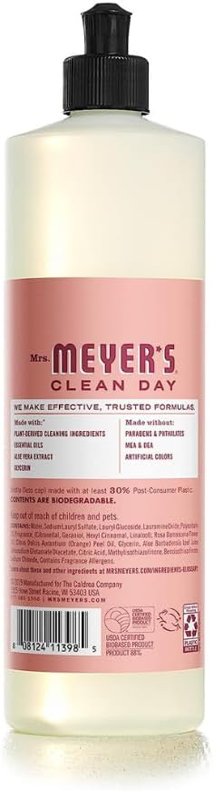 Mrs. Meyer's Liquid Dish Soap Rose Scented, 16 OZ. (Pack of 6)