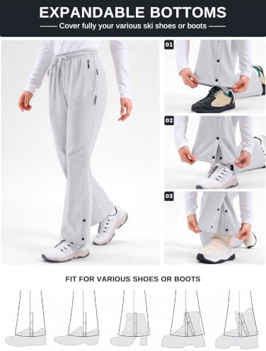 Women's Snow Ski Pants Fleece Lined Waterproof 3 Zipper Pockets Hiking Gear